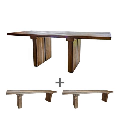 sunut reclaimed wood dining table  bench set stunning