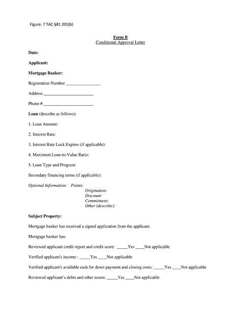 conditional loan approval letter sample fill  printable