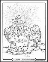 Coloring Jesus Christmas Baby Shepherds Manger Pages Printable Joseph Mary Drawing Visit Children Merry Nativity Color Scene Print Getcolorings Scenes sketch template