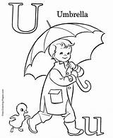 Coloring Alphabet Pages Umbrella sketch template