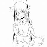 Anime Coloring Cat Girl Pages Cute Neko Drawing Ears Print Girls Boy Body Lineart Library People Clipart Sheets Demon Color sketch template