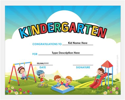 kindergarten certificate templates  ms word