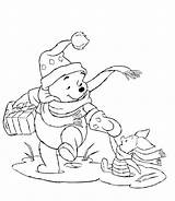 Pooh Winnie Coloring Pages Winter Getcolorings Color sketch template