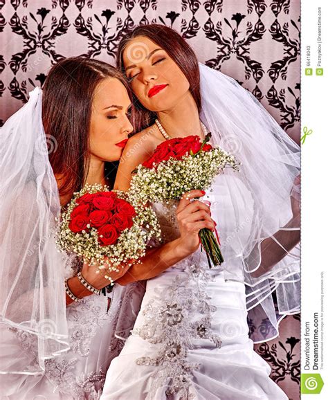 Wedding Lesbians Girl In Bridal Dress Stock Image Image Of Female