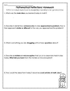 mathematical reflection homework reflection reflection questions