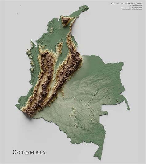 mapa de relieve de colombia por miguel valenzuela mapas milhaud