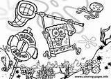 Spongebob Coloring Jellyfish Pages Hunting Cartoon Color Print Printable Book Squarepants Kids sketch template