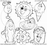 Summer Coloring Outlines Collage Characters Clip Illustration Digital Royalty Visekart Vector Clipart sketch template