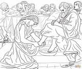 Coloring Jesus Feet Washes Disciples Clipart Woman Anoints Washing Printable sketch template