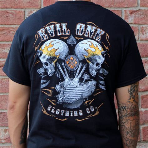 demonhead flaming skulls biker t shirts evil one®