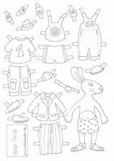 Anziehpuppe Anziehpuppen Bastelvorlage Anziehen Puppen Ausschneiden Malvorlage Kleidung Hase sketch template