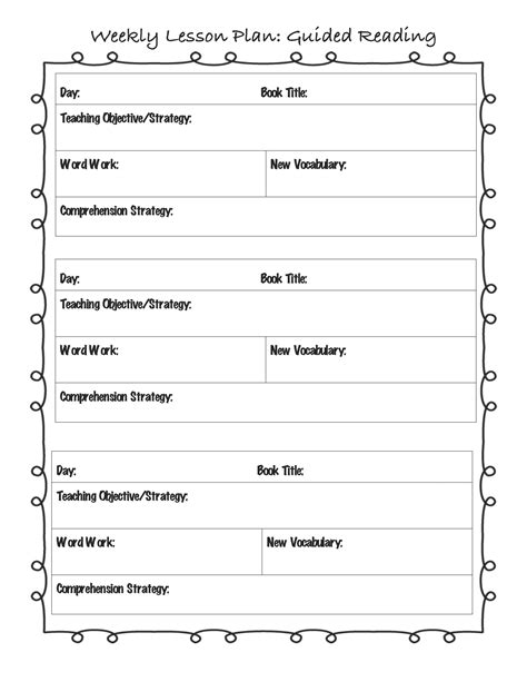 guided reading lesson plan template  grade lesson plans learning