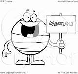 Neptune Coloring Clipart Cartoon Holding Sign Outlined Vector Thoman Cory Royalty sketch template