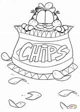 Garfield Chips Coloring Pages Printable Supercoloring Kleurplaat Drawing Dot sketch template