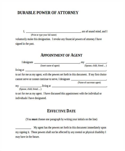power  attorney printable form