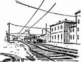 Railroad Train Coloring Electric sketch template