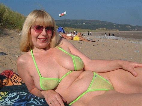 mature woman bikini beach