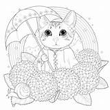 Cat Pages Coloring Animals Adults Mandala Rainbow Justcolor Nature sketch template