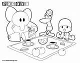 Pocoyo Pages Coloring Characters Picnic Kids Printable Color sketch template