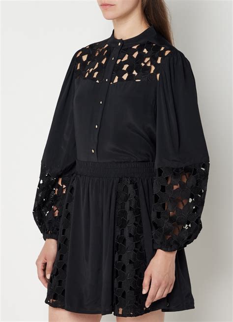 nikkie solin blouse met details van kant zwart de bijenkorf