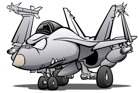 military naval fighter jet airplane cartoon vector illustration