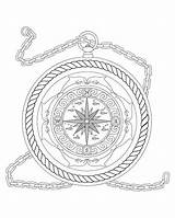 Compass Nautical Vintage Coloring Pages Template sketch template