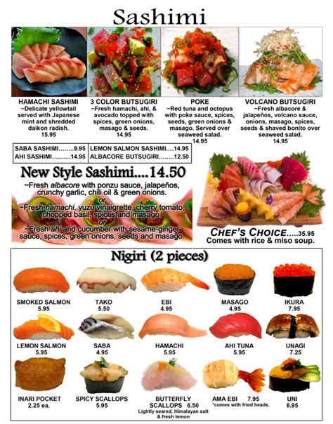 menu sushi spot