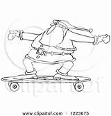 Clipart Longboard Skateboarding Outlined Santa Illustration Djart Royalty Vector 2021 sketch template
