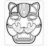 Mask Mayan Jaguar Template Kids Maya Pages Mayas Mascaras Aztec Dibujos Sticker Coloring Aztecas Templates Coloriage Choose Board Olmecas Redbubble sketch template