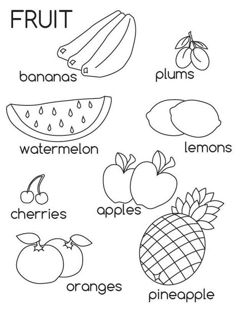 printable fruit coloring pages  kids fruits coloring pages