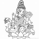 Saraswati Xcolorings Lotus sketch template