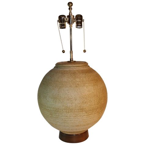 large bulbous mid century pottery lamp  sale  stdibs