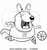 Kangaroo Wallaby Cartoon Basketball Playing Clipart Chubby Thoman Cory Outlined Coloring Vector 2021 sketch template