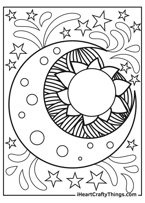 full moon  stars coloring pages