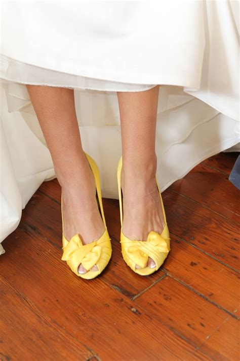 pin  laura kulakowski  work ideas yellow shoes bridesmaid shoes bow shoes