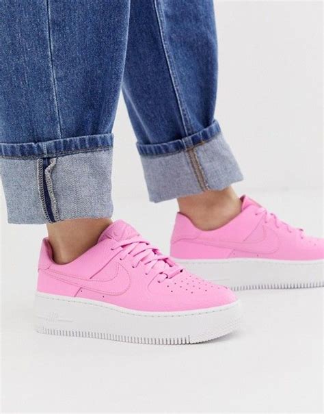 nike pink air force  sage  trainers asos sneakers mode sneakers fashion fashion shoes