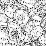 Kawaii Cute Colorir Kolorowanki Piccandle Drawings Doddles Atrament Monochromatyczny Kolaż Ilustracje Wzory sketch template