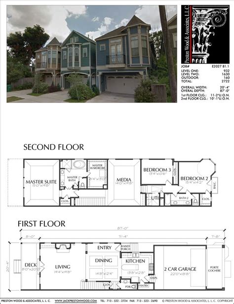 two story townhouse plan e2027 b1 1 house construction plan luxury