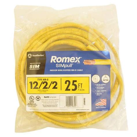 Southwire 25 Ft 12 2 2 Solid Romex Simpull Copper Nm B Cable
