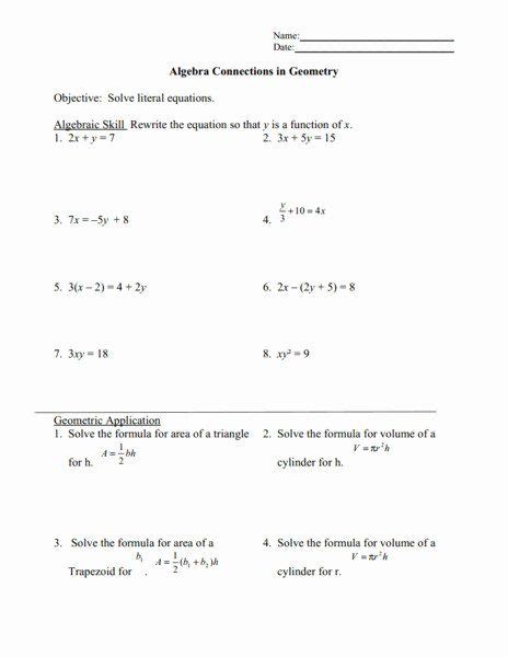 literal equations worksheet algebra  echalovejanggeunsuk