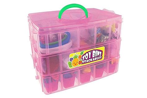 compact high capacity toy carrying case toy bins stackables holds   shopkins