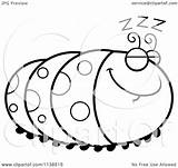 Sleeping Caterpillar Coloring Cartoon Outlined Inchworm Clipart Vector Cory Thoman Elegant Getcolorings Getdrawings sketch template