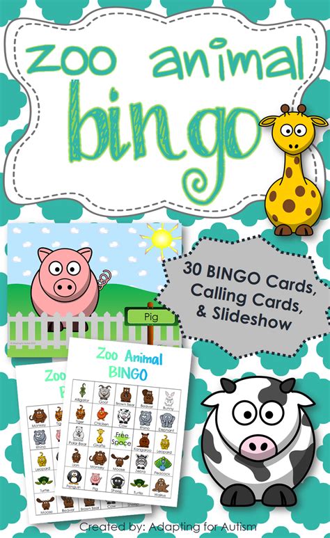 pin  lisa kaiser  autism zoo animals bingo cards printable