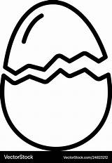 Egg Outline Crack Half Vector Icon Style Royalty sketch template