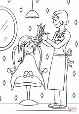 Coloring Hairdresser Pages Printable Drawing Community Helpers sketch template
