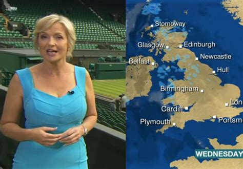 Carol Kirkwood Dresses For The Heatwave In Sexy Busty Blue
