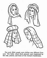 Bible Coloring Pages Women Times Headdress Testament Biblical Costumes Life Time Printables Kids Woman Easter Nativity Color Character Printable Jesus sketch template
