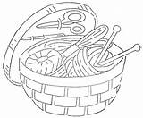 Sewing Embroidery Basket Hand Tools Vintage Patterns Coloring Pages Needlework Drawings Website Designs Reprints Accessible Hundreds Dedicated Iron Again Making sketch template