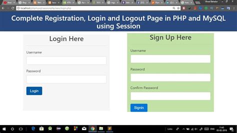 registration  login form  php  mysql  hindi login system