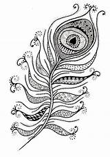 Peacock Coloring Pages Feather Zentangle Feathers Zen Mandala Intricate Deviantart Drawing Abstract Designs Books Choose Board sketch template